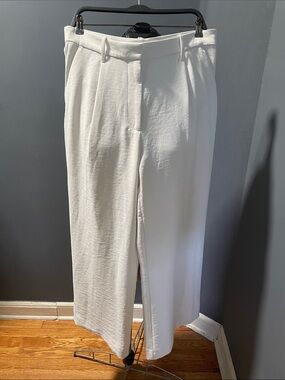 Abercrombie & Fitch Off-White Tailored High-Rise Wide Leg Pants Size-14 NWOT